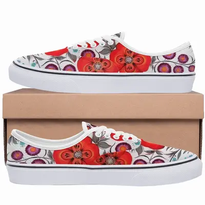 Men Poppy Flowers In A Pot Low Top Shoes (Foam)