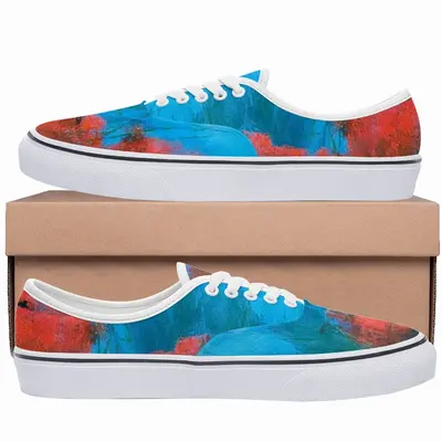 Men Red Poppies Red Flowers Low Top Shoes (Foam)