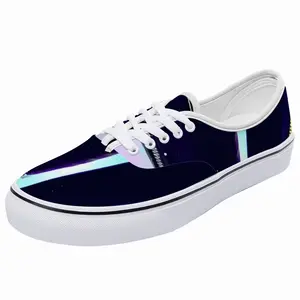 Men His Zipper Is Open Bright Blue Low Top Shoes (Foam)