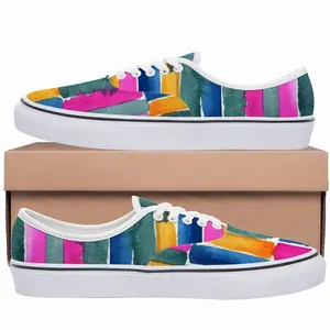 Men Watercolor Pink Blue Extra Large Low Top Shoes (Foam)