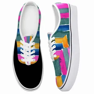 Men Watercolor Pink Blue Extra Large Low Top Shoes (Foam)