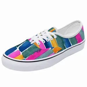 Men Watercolor Pink Blue Extra Large Low Top Shoes (Foam)