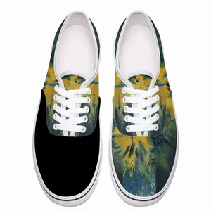 Men Blue And Yellow Bouquet Of Flowers Low Top Shoes (Foam)