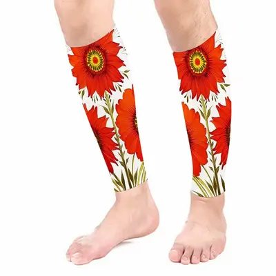 Three Red Flowers Calf Sleeves