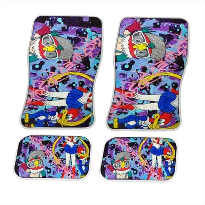 Goodbye My Love - Pop Art Cartoon Universal Peace Calligraphy Pink Car Foot Mats