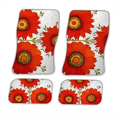 Three Red Flowers Car Foot Mats