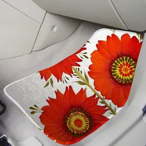 Three Red Flowers Car Foot Mats