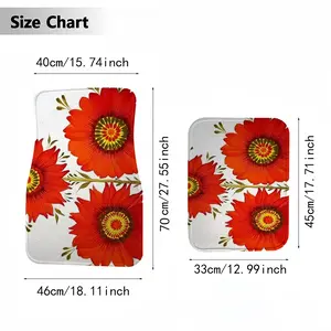 Three Red Flowers Car Foot Mats