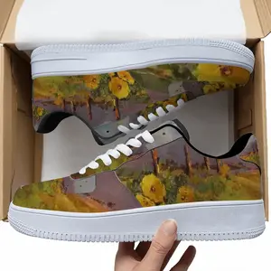 Men Yellow Fence Flowers Low Top Shoes