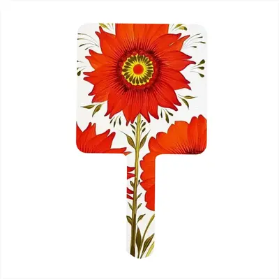 Three Red Flowers Square Handle Mirror