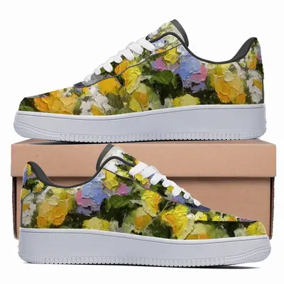 Men Yellow And Blue Flowers Low Top Shoes