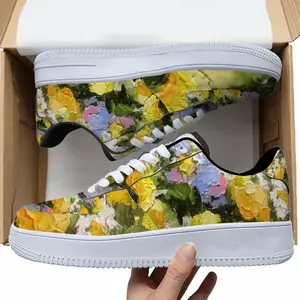 Men Yellow And Blue Flowers Low Top Shoes