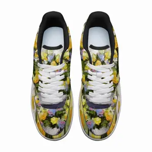 Men Yellow And Blue Flowers Low Top Shoes