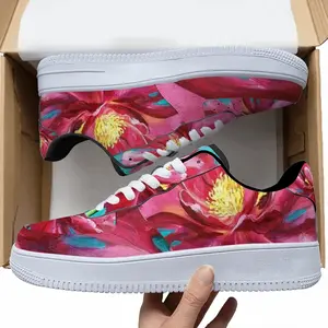 Men Bright Pink Peony Flower Acrylic Low Top Shoes