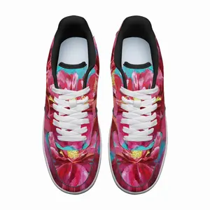 Men Bright Pink Peony Flower Acrylic Low Top Shoes