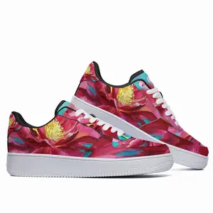 Men Bright Pink Peony Flower Acrylic Low Top Shoes