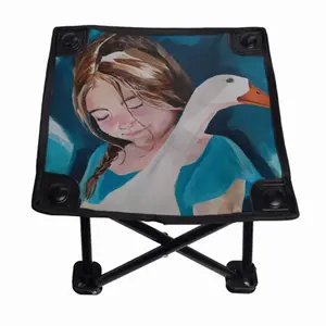 A Girl With A Goose Folding Fishing Stool