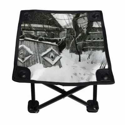 Old Yard In Winter Folding Fishing Stool