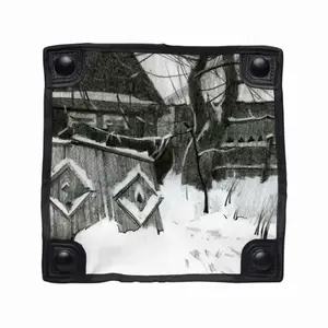 Old Yard In Winter Folding Fishing Stool