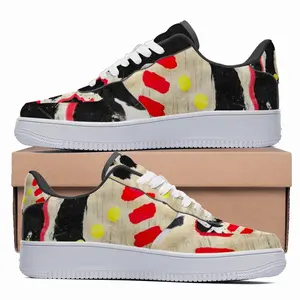 Men Black Yellow Red Abstract Low Top Shoes