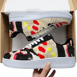 Men Black Yellow Red Abstract Low Top Shoes