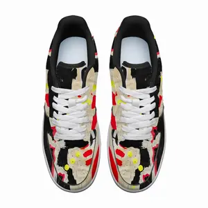 Men Black Yellow Red Abstract Low Top Shoes