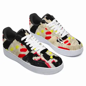 Men Black Yellow Red Abstract Low Top Shoes