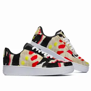 Men Black Yellow Red Abstract Low Top Shoes