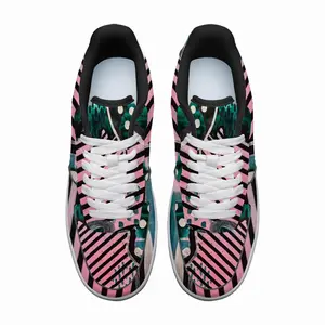 Men Pink Green Black Abstract Low Top Shoes