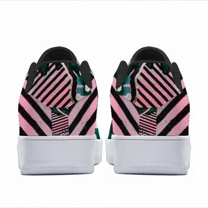 Men Pink Green Black Abstract Low Top Shoes