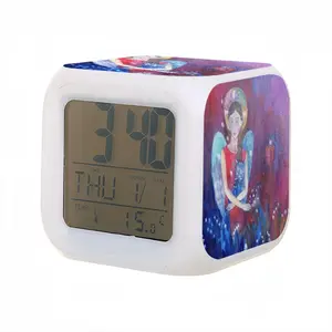 Angel With Cat Colorful Mood Clock