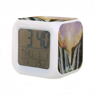 Among The Waterfalls Colorful Mood Clock