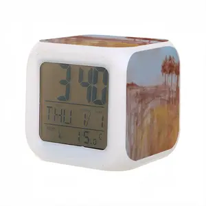 Red Trees Landscape Colorful Mood Clock