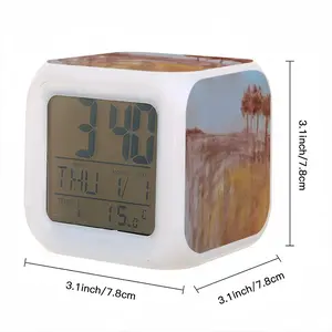 Red Trees Landscape Colorful Mood Clock