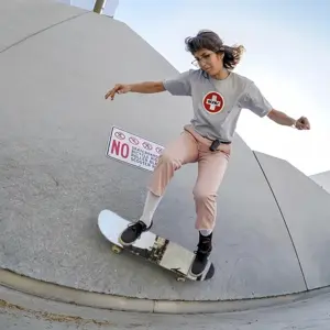 Lady In Red Square Skateboarding Sticker