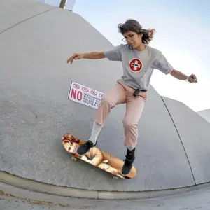 Queen Elizabeth As Child With Her Pet Corgi Dog Skateboarding Sticker