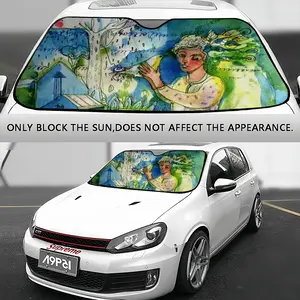 Boy With Bird Car Windshield Sunshade