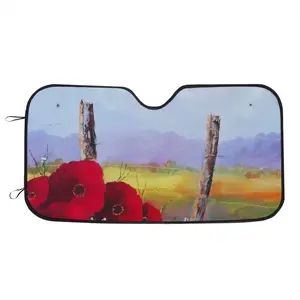 Fence Poppies Car Windshield Sunshade