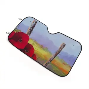 Fence Poppies Car Windshield Sunshade