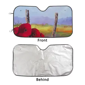 Fence Poppies Car Windshield Sunshade