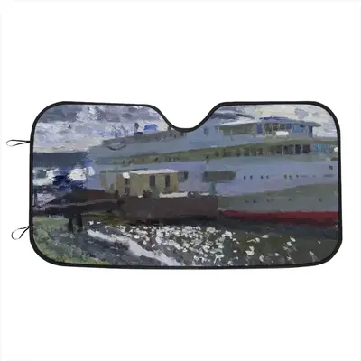 Motor Ship At The Pier Car Windshield Sunshade