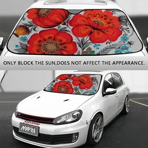 Poppy Flowers Car Windshield Sunshade