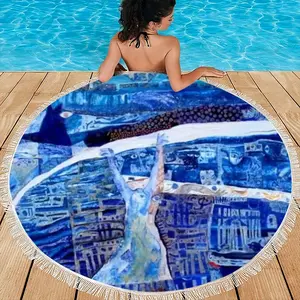 True Blue Round Beach Towels