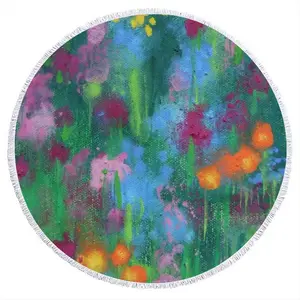 English Garden Round Beach Towels