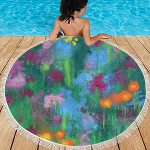 English Garden Round Beach Towels