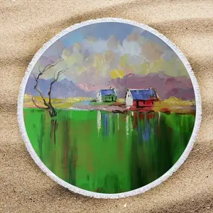 Green Ismy Valley Round Beach Towels