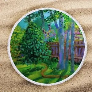 Backyard Fence Round Beach Towels