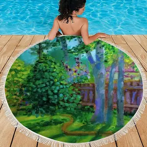 Backyard Fence Round Beach Towels