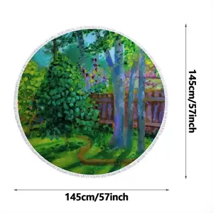 Backyard Fence Round Beach Towels