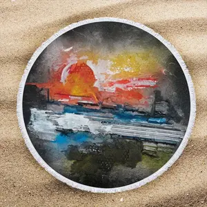 Sunset Round Beach Towels